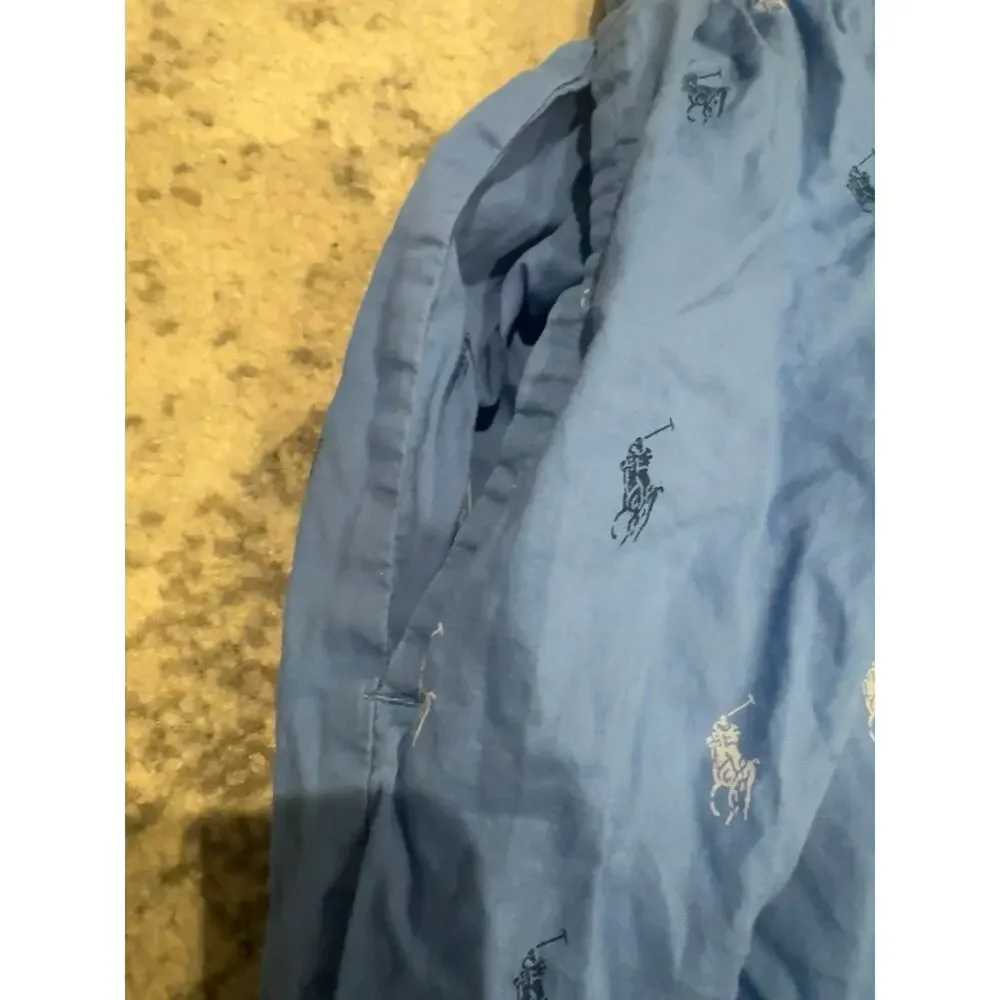 Polo Ralph Lauren Pajama Lounge Pants Men Medium Blue Pony Logo 100% Cotton